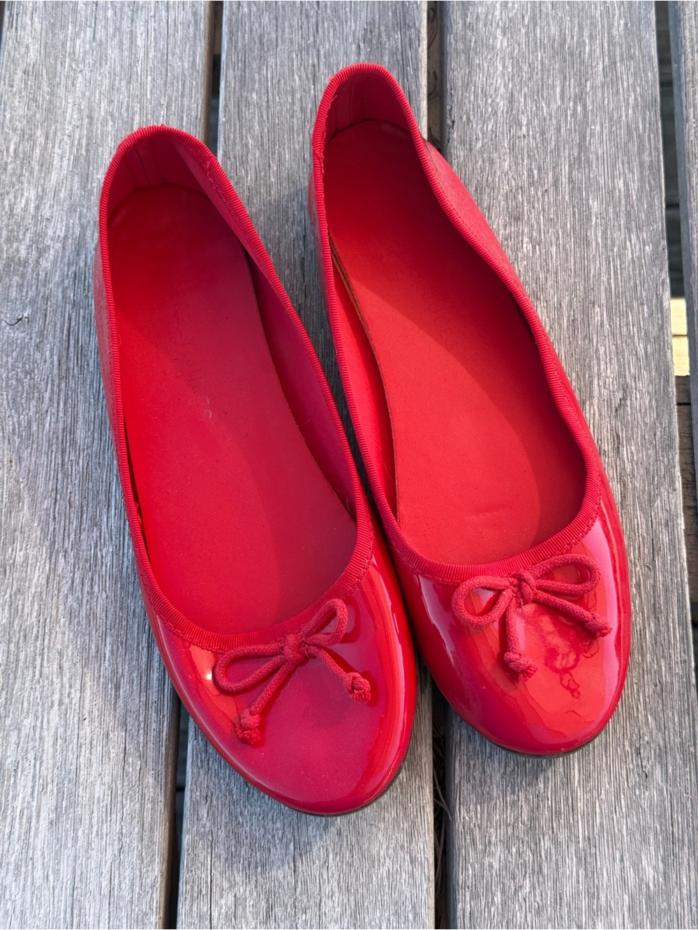Sincerly Jules Red Patent Ballet Flats with Bow